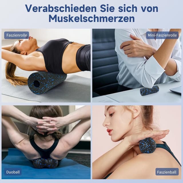 Detalle de 4er-Set Faszienrolle-Set mit großer & kleiner Rolle, Erdnussball und Einzelball (inkl. Aufbewahrungstasche)