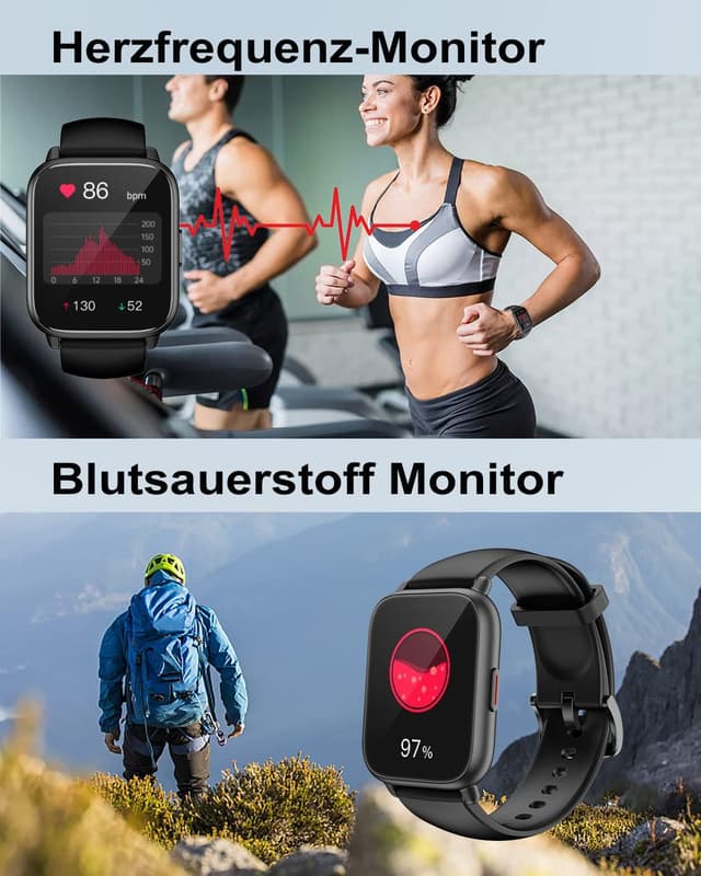 Thumbnail 4 de RUIMEN Smartwatch Fitnessuhr mit SpO2- und Pulsmessung