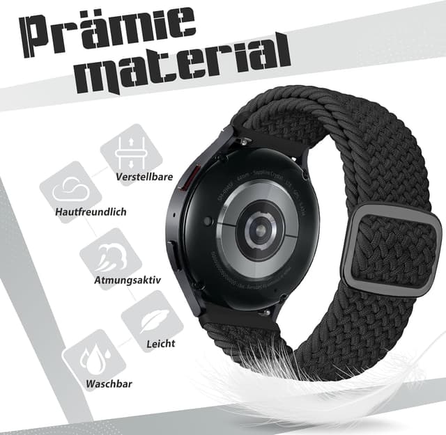 Detalle de Yunshare geflochtenes elastisches Uhrenarmband mit Schnellverschluss (Nylon) – 3er-Set, 18/19/20/22/24 mm