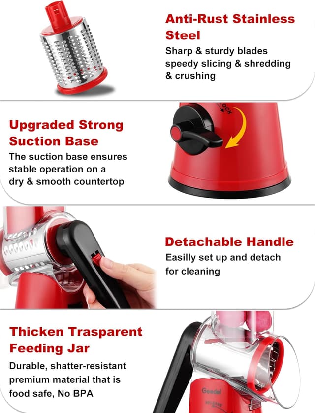 Detalle 2 de Geedel Käsereibe mit Kurbel 5 Trommelmesser