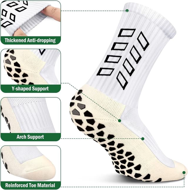 Detalle de ENONEO Calze da calcio antiscivolo al calcio, cotone traspirante e grip per uomo 37-45