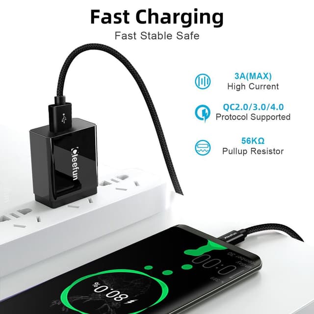 Detalle 2 de CLEEFUN 15m/50ft USB-A to USB-C Extra Long Charging Cable (USB 2.0, braided)
