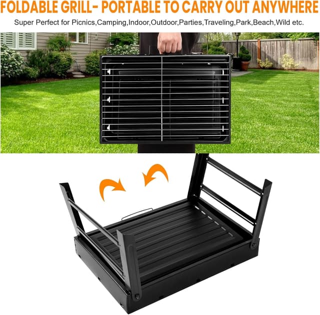 Detalle de Uten Barbecue portable à charbon pliable pour 4 à 6 personnes, grille en inox