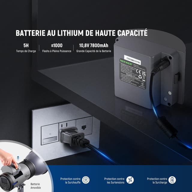 Detalle de NEEWER Q300 Flash de studio extérieur 300Ws 2,4G sans fil avec déclencheur Q Compact