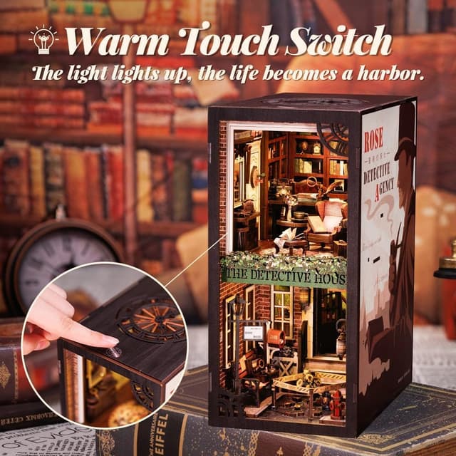 Detalle de Fsolis Book Nook Kit Rose Detective Agency — 3D Wooden Puzzle Miniature House for Adult DIY