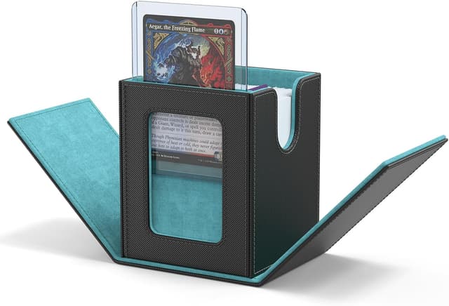 Detalle de ZLCA MTG Deck Box with Commander Window Display (Grey & Blue) for 100 Double-Sleeved Cards