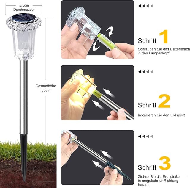 Detalle de Sylvwin luci solari da giardino a LED (confezione da 10) bianco caldo, IP44