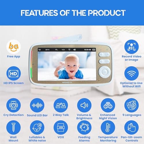 Thumbnail 4 de WONEYA Smart Baby Monitor 5" screen 👶🏻