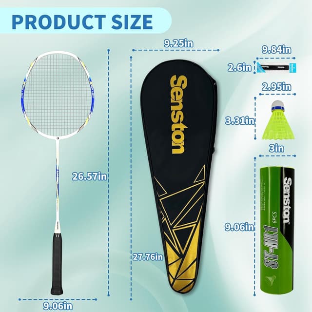 Thumbnail 5 de Senston Graphit Badminton-Set 2er Pack