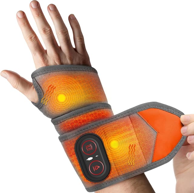 Detalle de Cordless Heated Wrist Massager with Red Light, Vibration & 3000mAh Battery (Grey)