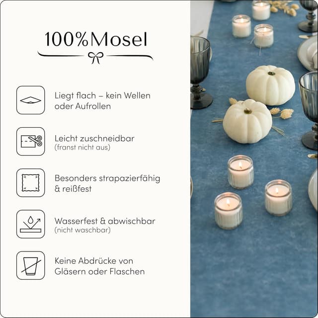 Thumbnail 5 de 100%Mosel Vlies TischlĂ€ufer Rauchblau 30 cm đ