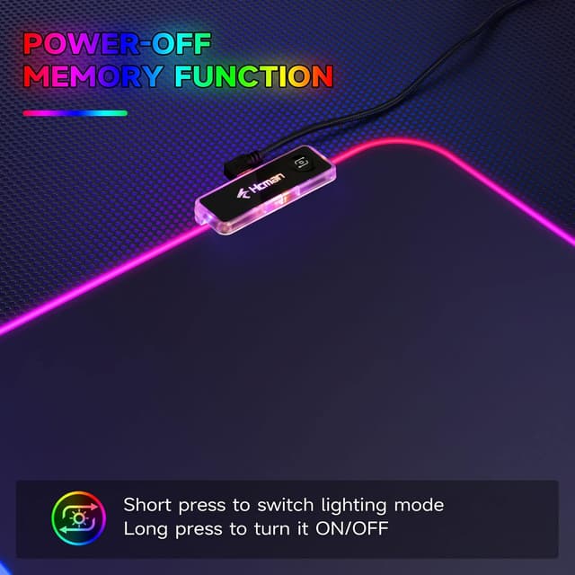 Thumbnail 5 de Hcman RGB Gaming Mouse Mat Pad 800×300×4mm 🖱