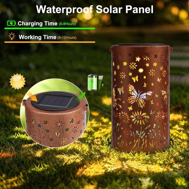 Detalle 2 de Colorful Butterfly Solar Lanterns – IP65 Outdoor Waterproof Hanging Solar Lights for Garden, Patio & Porch