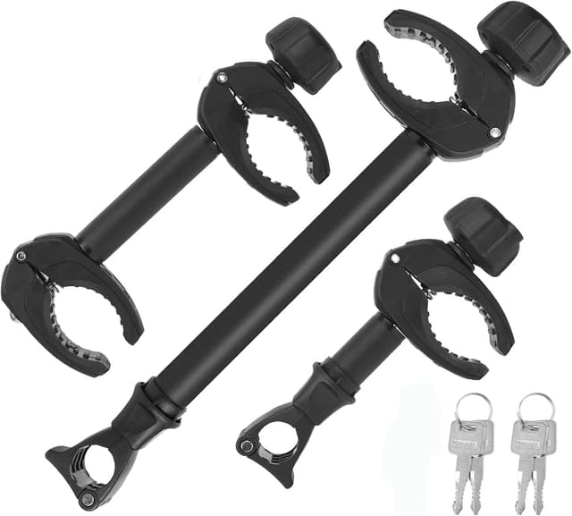 Detalle de Warmfay Schwarz Rahmenhalter-Set (3 Stück) für Heckträger: abschließbar, passend für U-Bügelrohr Ø 2,5–3,0 cm