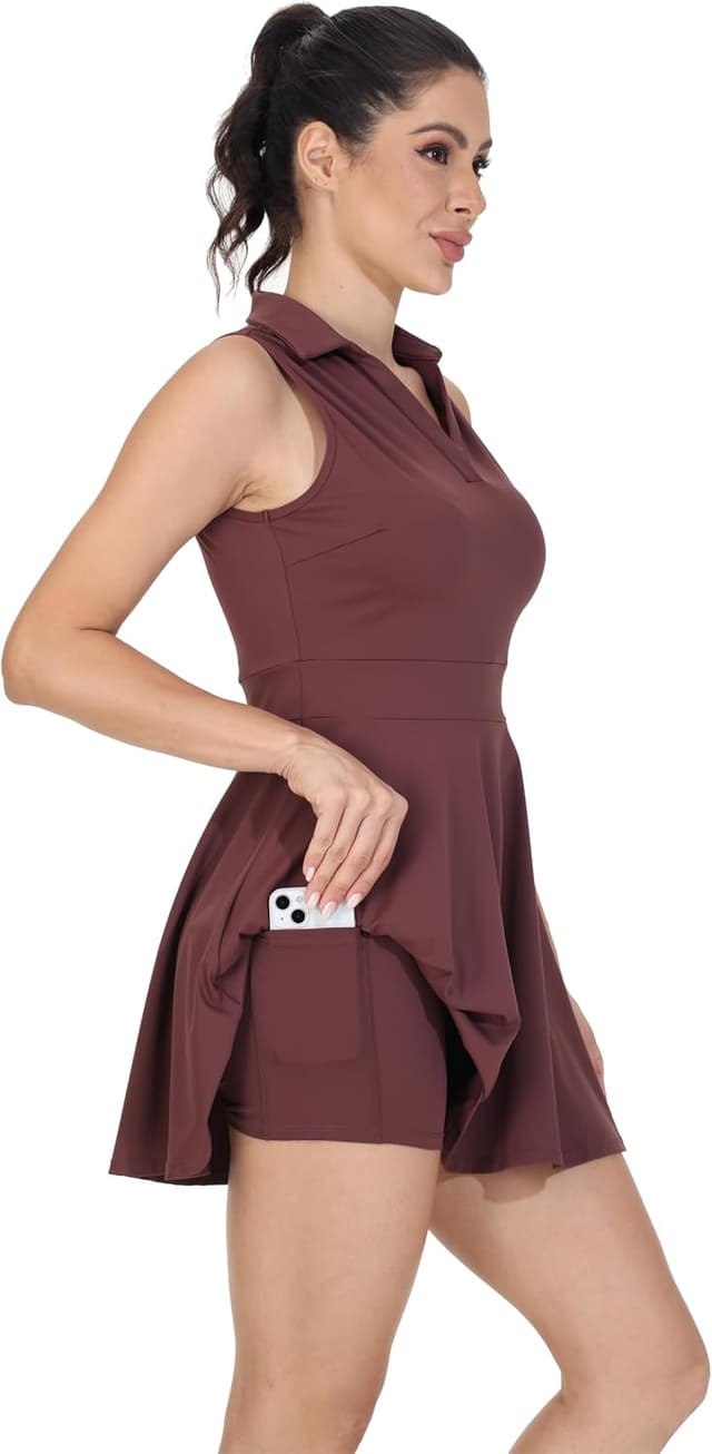 Thumbnail 6 de Cute Golf Tennis Dress Workout Dress Set with Shorts Pockets (2-Piece)