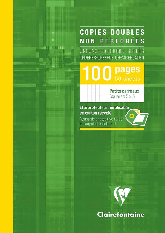 Detalle 2 de Clairefontaine 5756C : étui de copies doubles non perforées A4, 100 pages lignées