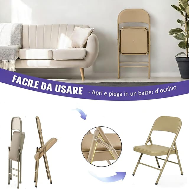 Detalle 2 de Asdsed Set di 6 sedie pieghevoli 160 kg