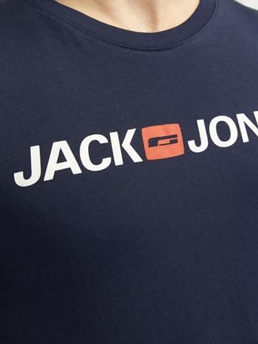 Detalle 2 de JACK & JONES Jjecorp Logo tee SS Crew Neck: camiseta hombre azul marino de algodón orgánico (Slim Fit)
