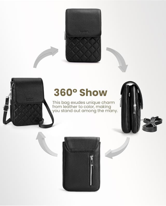 Detalle de befen Genuine Leather Crossbody Bag for Women – Small RFID-Blocking Phone Bag with Adjustable Strap