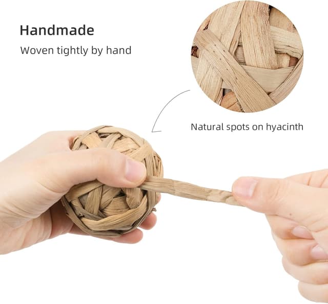 Detalle 1 de Niteangel Natural Chew Activity Toys – 8 Seagrass/Willow Hay Grass Balls for Rabbits, Guinea Pigs, Chinchillas & Small Rodents