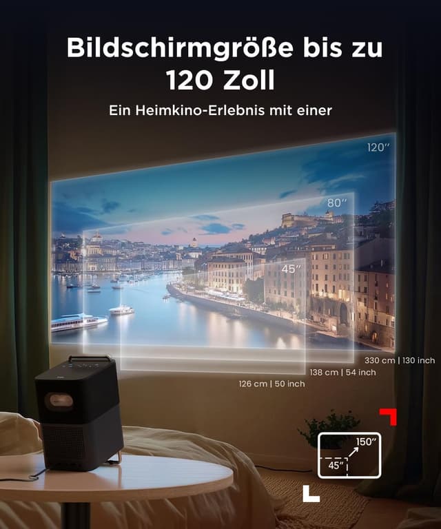 Detalle de TCL A1s MTV-Projektor (600 ISO-Lumen, 1080P, Google TV, WLAN & Bluetooth) mit Autofokus