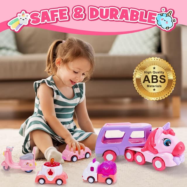 Detalle 2 de EUTOYZ unicorn toy car trailer set