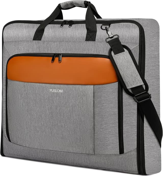 Detalle de PUSLOM large travel garment bag (2-in-1) with waterproof foldable design for up to 15.6 inch laptop, grey