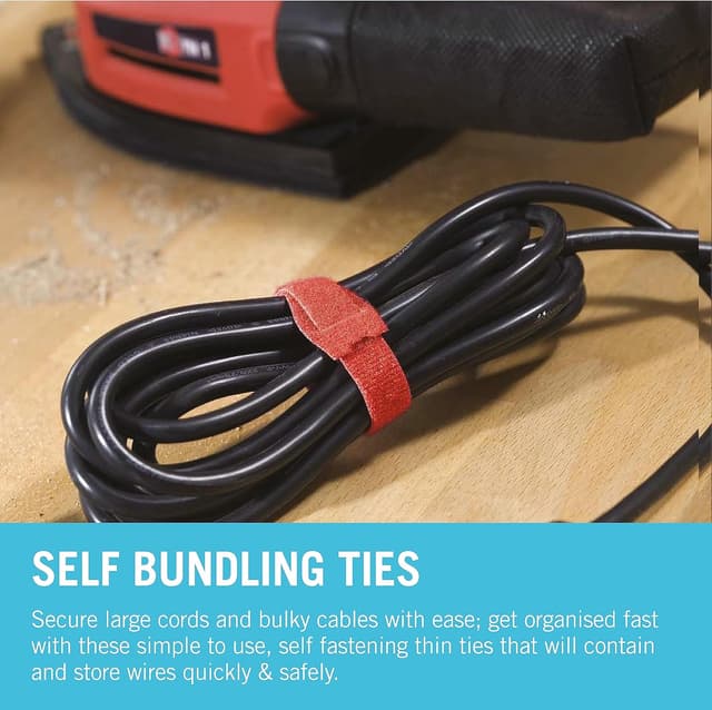 Detalle de VELCRO Brand ONE-WRAP Organiser Hook and Loop Straps (12mm x 20cm) – 60 Pack, Multi-Colour