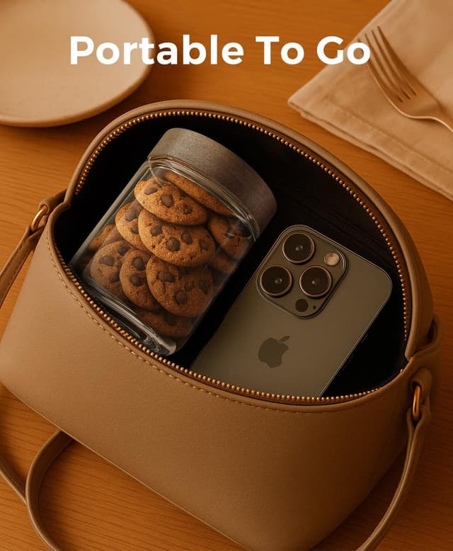 Thumbnail 6 de Osfel 16oz 4-Pack Overnight Oats Containers with Acacia Wood Airtight Lids (Glass Mason Jars)