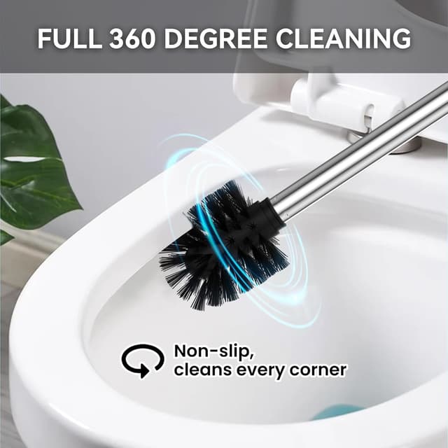 Detalle de Dailyart WC-Klobürste mit Halter (ohne Bohren), Edelstahl & Glas – 2er Pack inkl. Ersatzbürste