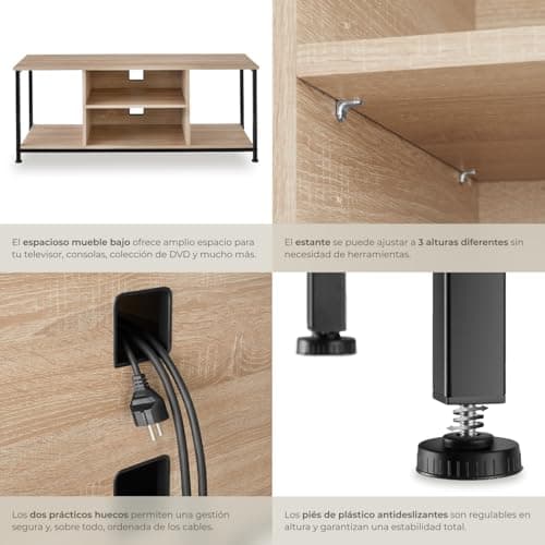 Thumbnail 4 de TecTake® Mueble TV Industrial Madera y Acero, Roble Sonoma 🛋