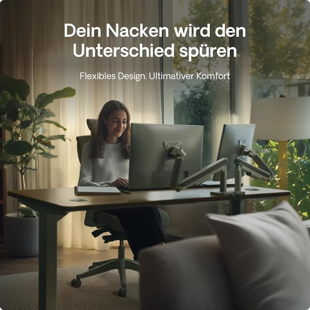Detalle 2 de Desktronic doppelte Monitorhalterung für zwei Monitore bis 34" und 8 kg – VESA 75/100, 360° drehbar, höhenverstellbar