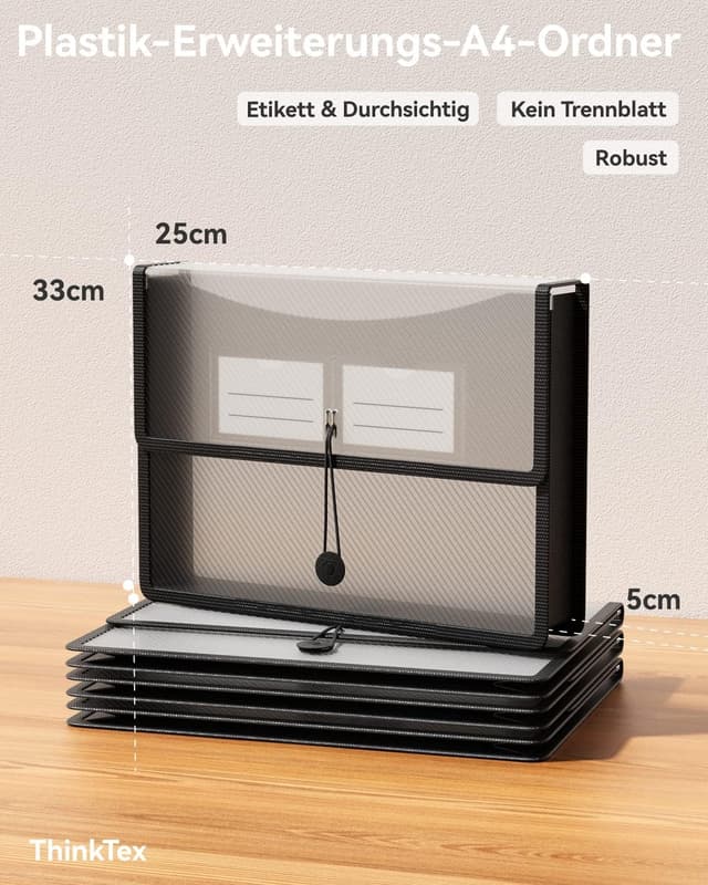 Detalle 2 de ThinkTex A4 Kunststoff-Aktenordner 3 Stück