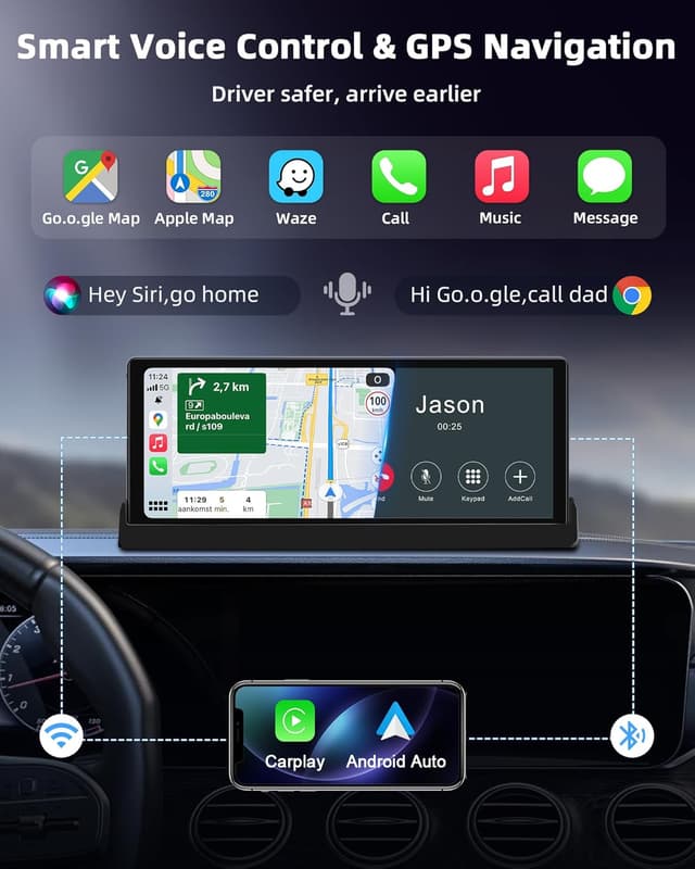 Detalle de CarPlay/Android Auto Display (10,26 Zoll) mit Superlink-Streaming & Basishalterung – Einbindung ins Armaturenbrett
