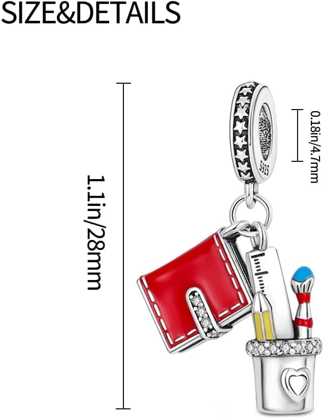 Detalle de FLUFLO Charm-Anhänger Damen aus 925 Sterling Silber (Zirkonia) – passend für europäische Armband- und Ketten-Charm-Beads C03