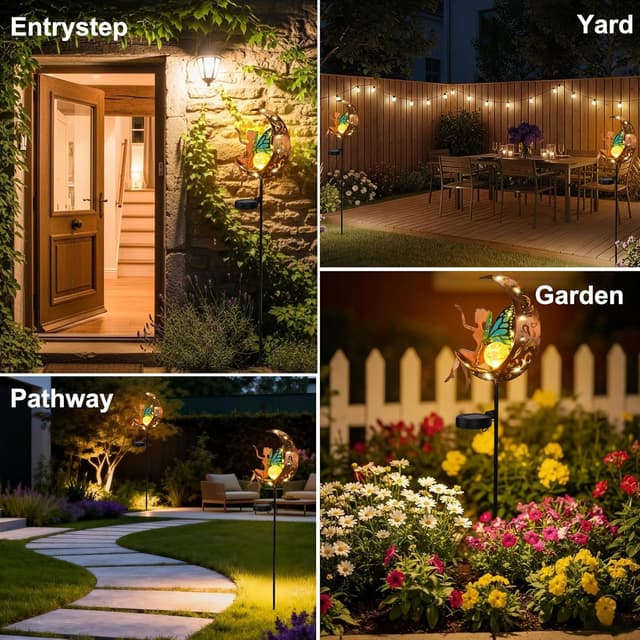 Detalle 2 de ZKLiLi Outdoor Solar Fairy Garden Light – wasserdichte hängende Laterne für Terrasse, Wege & Garten