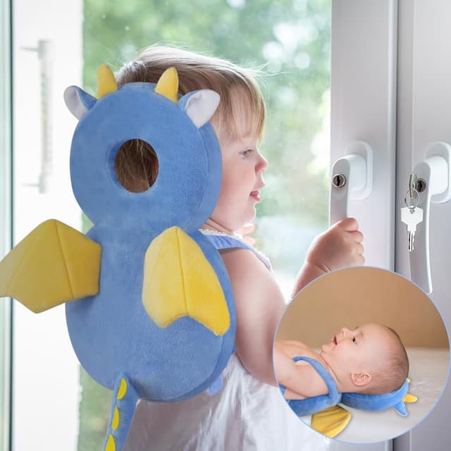 Detalle de Vicloon protezione testa bambino Drago Blu – morbida e regolabile per imparare a gattonare e camminare