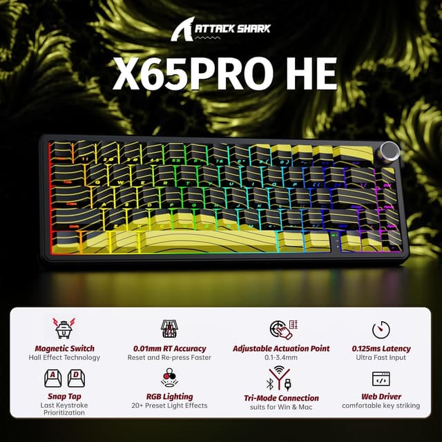 Thumbnail 1 de ATTACK SHARK X65PRO HE kabellose Gaming‑Tastatur 8000Hz