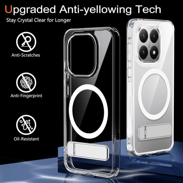 Detalle de XTCASE Coque magnétique pour Xiaomi 15T 5G compatible MagSafe, transparente avec bumper TPU antichoc