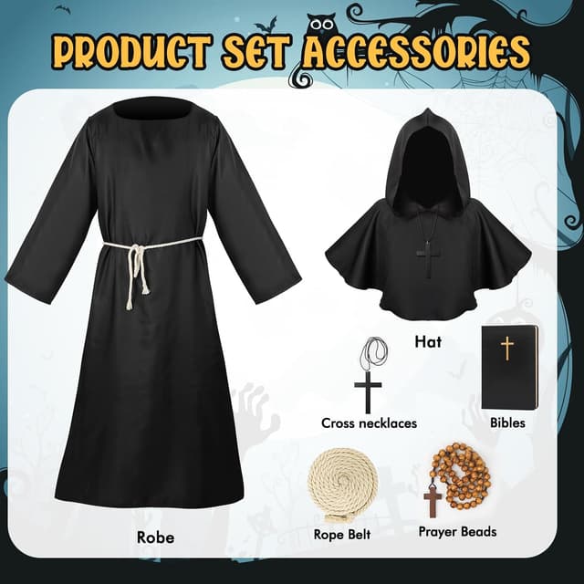 Imagen de Haozozo Disfraz Monje Hombre Túnica S-XXL en OfertitasTOP