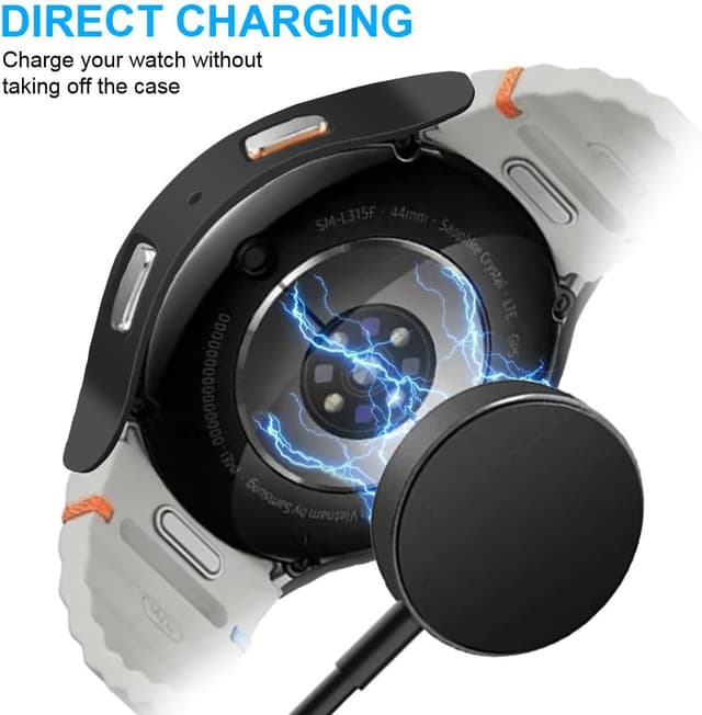 Detalle de OFFCUP Case with Screen Protector for Samsung Galaxy Watch 7 40mm (2024) – 2 Pack, Black