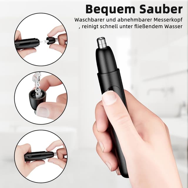Detalle 2 de Wiederaufladbarer Nasenhaartrimmer mit LED-Anzeige und 360°-Doppel-Klingen (Typ-C) – kabellos