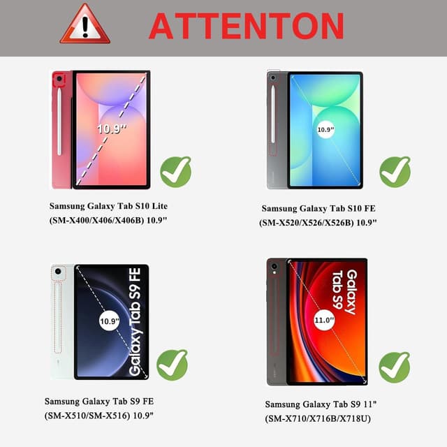 Detalle 2 de XOKUWU Keyboard Case for Samsung Galaxy Tab S10 FE / S10 Lite / S9 FE / S9 (Black) with Built-in S Pen Holder