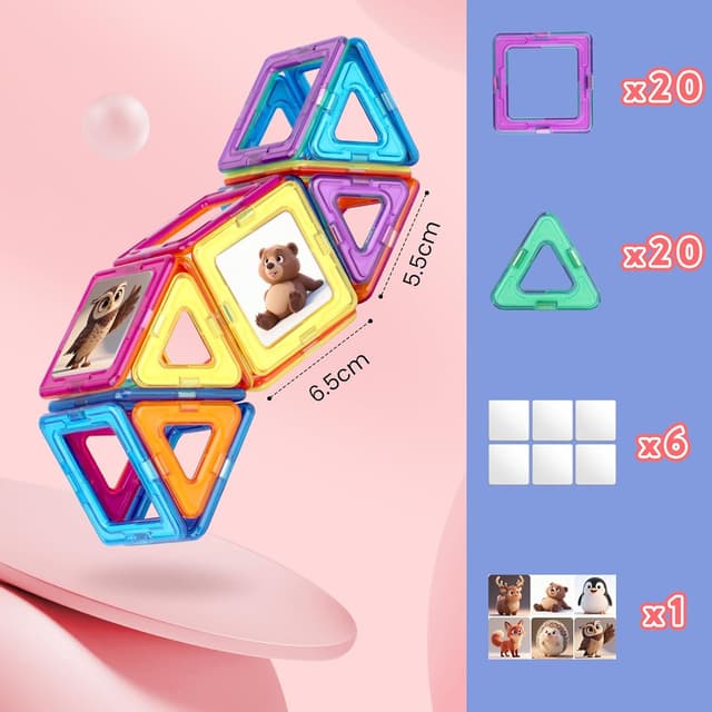 Thumbnail 6 de Flouco Magnetische Bausteine 40-teilig – magnetisches STEM/Montessori-Spielzeug ab 3 Jahren