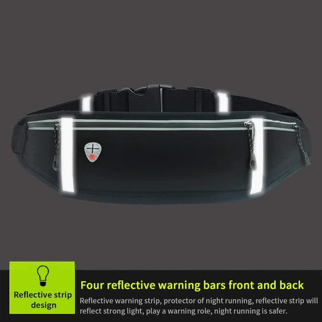 Detalle 2 de GORWRICH Running Belt with Waterproof Adjustable Elastic Strap (Full Black)