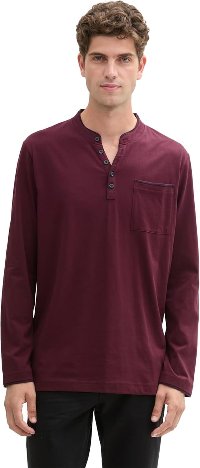 Detalle de TOM TAILOR maglietta uomo a maniche lunghe: comfort e vestibilità per l’uso quotidiano