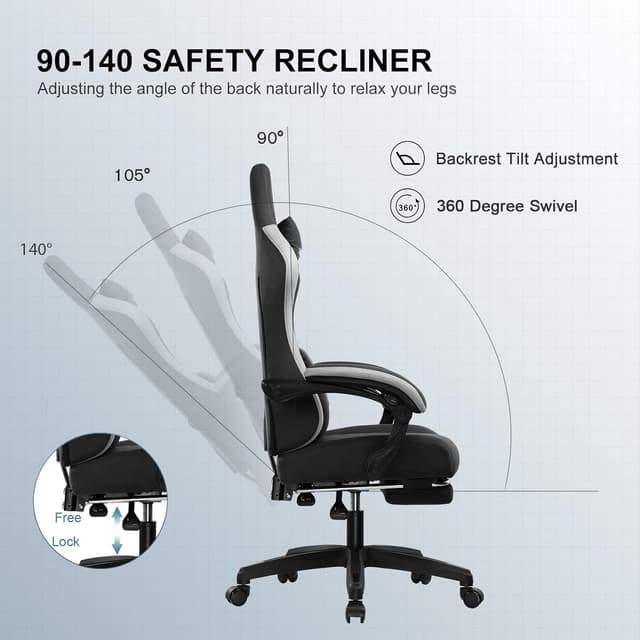 Thumbnail 5 de GTPLAYER Silla Gaming Ergonómica Reclinable con Reposapiés 🕹