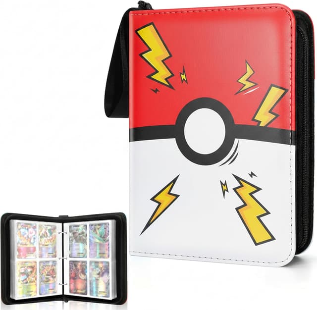 Detalle de Portable 4-Pocket Trading Card Binder with Zipper, 400 Pockets (50 Removable Sleeves)