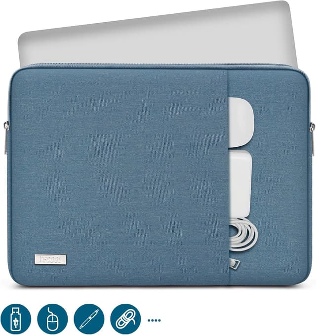 Detalle 2 de TECOOL 14 Zoll Laptoptasche (Laptop Sleeve) wasserabweisend, Denimblau – für 14-Zoll-Notebooks