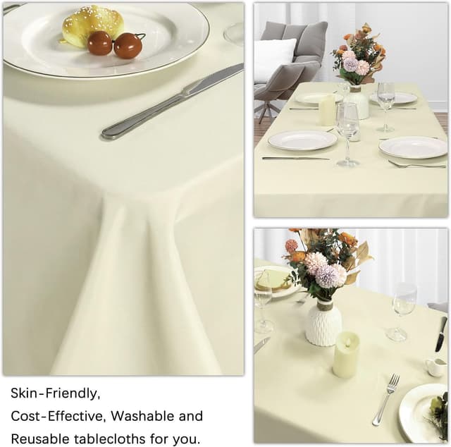 Detalle de Heneger 8-Pack Beige Rectangular Tablecloths (60 x 102 Inch) for 6-Foot Tables